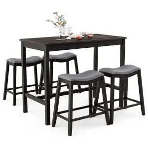 Costway 5PCS Dining Table Set Kitchen Counter Height Table with 4 Upholstered Stools