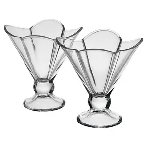 Queensway Home & Dining 10cm Diameter 2Pcs Ice Cream Cup Glass Dessert Bowl Glassware Serving Dish Set