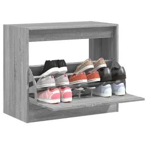 Berkfield Shoe Cabinet Grey Sonoma 80x42x69 cm Engineered Wood