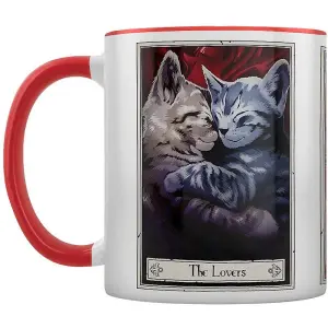 Deadly Tarot Felis The Lovers The Fool & The Devil Inner Two Tone Mug White/Red (One Size)