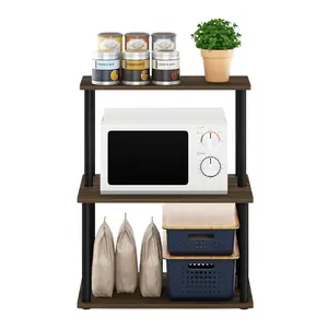 Rimi Wood Kitchen Cart Walnut/Black