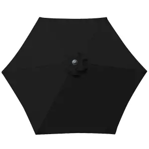 SunDaze Black 2.5M Round Garden Parasol Outdoor Patio Umbrella, Base Weights & Weather Protective Cover