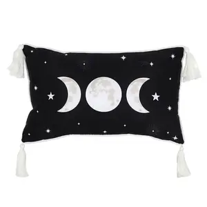 Something Different Rectangular Triple Moon Design Cushion Black/White (One Size)