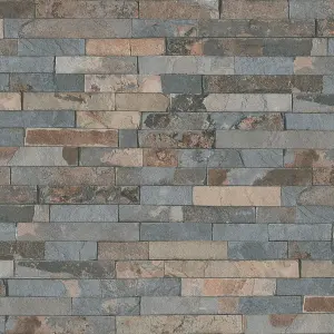 GoodHome Smara Red & slate Brick effect Textured Wallpaper