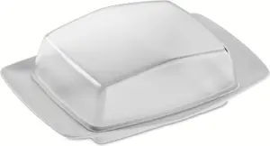 Butter Dish With Plastic Lid Tray Holder Retro Serving Storage Kitchen Serve New