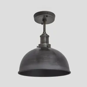 Industville Brooklyn Dome Flush Mount, 8 Inch, Pewter, Pewter Holder