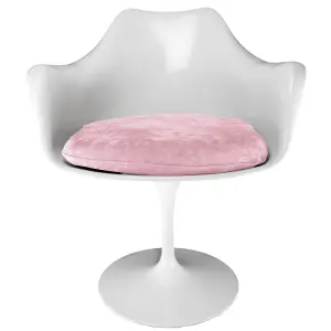 White Tulip Armchair with Luxurious Light Pink Cushion