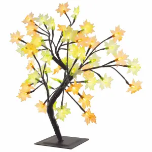 Illuminated Green, Yellow and Orange Maple Tree Home Decoration with 48 LEDs - Measures H45cm x W36cm x D36cm