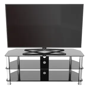 AVF Black Glass and Chrome 1.25m TV Stand with Cable Management