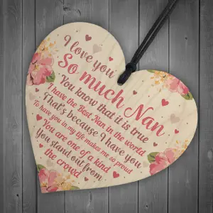 Red Ocean Special Mother's Day Gift For Nan Wooden Heart Nan Gifts Nan Plaque Grandparent Gifts Keepsake