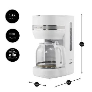 Hamilton Beach Ella 1.5L Matte White Filter Coffee Machine