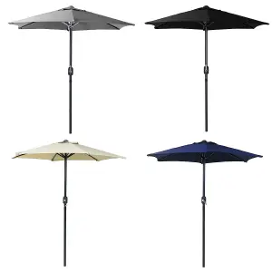 Charles Bentley 2m Garden Patio Market Umbrella Parasol Crank Function Black