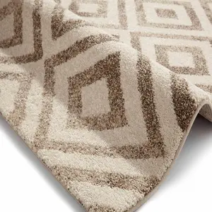 Beige Modern Geometric Easy To Clean Rug For Dining Room-120cm X 170cm