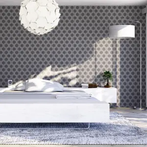 Arthouse Luxe Hexagon Gunmetal Silver Wallpaper