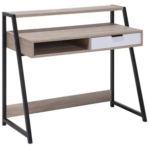 Home Office Desk with Storage Light Wood CALVIN