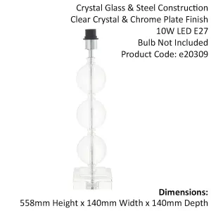 Crystal Glass Three Sphere Table Lamp Light Base - Chrome Plated Metalwork