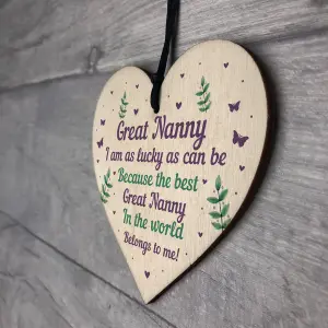 Handmade Great Nanny Gift For Birthday Christmas Wooden Heart Grandparent Gifts Keepsake