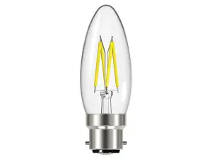 Energizer S12855 LED BC (B22) Candle Filament Dimmable Bulb, Warm White 470 lm 4W ENGS12855