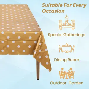 Neel Blue 54"x108" Plastic Tablecloth with Polka Dot Disposable Table Cover - Gold