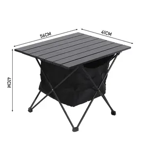 Ultralight Aluminum Folding Camping Table Portable Camp Table with Storage Basket for Hiking Camping