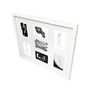 Matt White Pine effect Plain Multi Picture frame (H)55.6cm x (W)45.6cm