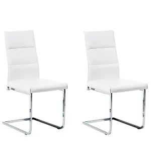 Set of 2 Dining Chairs ROCKFORD Faux Leather White