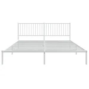 Berkfield Metal Bed Frame with Headboard White 180x200 cm 6FT Super King