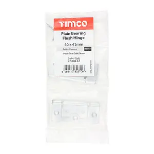 TIMCO Plain Bearing Flush Brass Hinges Satin Chrome - 60 x 41