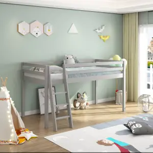 Children Bunkbed Mid Sleeper , Pine Wooden Kids Bed , Children bedroom Furniture , Grey Kids Bed