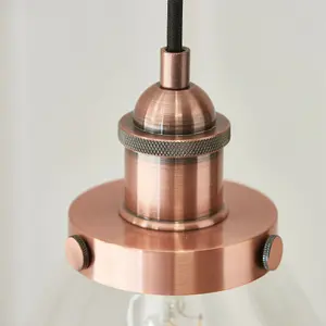 Ceiling Pendant & 2x Matching Wall Light Pack Aged Copper & Clear Glass Shade