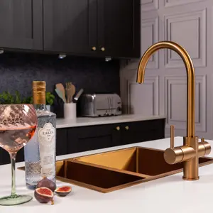 flode svan 3 in 1 Instant Boiling Hot Water Tap Brushed Copper Finish