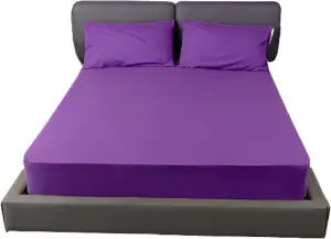 Fitted Sheet 25CM Deep Bed Sheet Double Size 137X190CM Purple Hotel Quality Poly Cotton