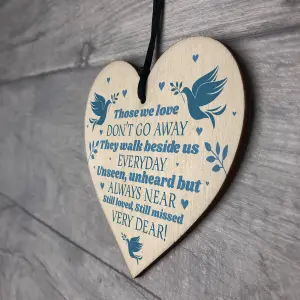 Wooden Heart Plaque Sign Bereavement Memorial Remembrance Poem Mum Dad Gift