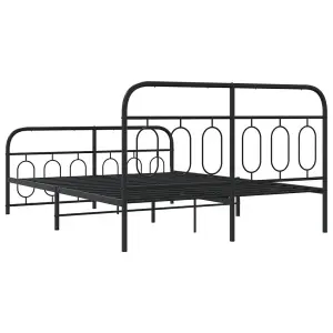 Berkfield Metal Bed Frame without Mattress with Footboard Black 140x190cm