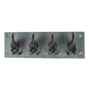 Homescapes Modern Dog Tail Coat Hooks Cast Iron and Slate Wall Mounted Design