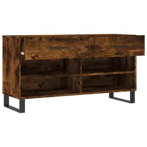 Berkfield Shoe Bench Smoked Oak 102x35x55 cm Engineered Wood