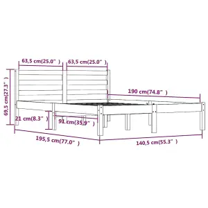 Berkfield Bed Frame Solid Wood Pine 135x190 cm Double