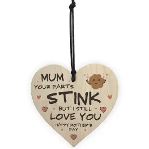 Funny Mothers Day Gift Wood Heart FART Gift For Mum From Daughter Son Rude Joke Gift