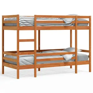 Berkfield Bunk Bed without Mattress Wax Brown 75x190 cm Small Single Solid Wood Pine