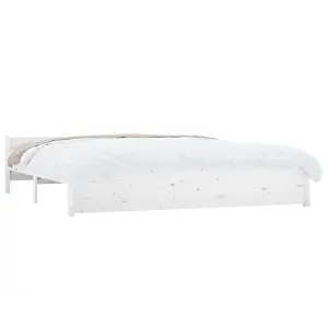 Berkfield Bed Frame White Solid Wood 180x200 cm Super King Size