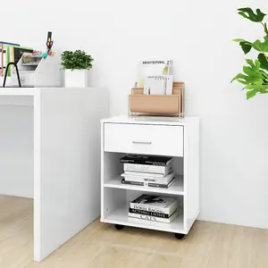 Berkfield Rolling Cabinet High Gloss White 46x36x59 cm Engineered Wood