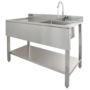 Science Lab Laboratory Sink Stainless Steel Single Bowl - Left Hand Drainer