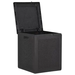 Berkfield Garden Storage Box 90L Black PP Rattan