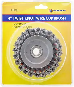 Twist Knot Wire Cup Brush For Angle Grinders Removes Paint Rust Fast Tool 4 Inch