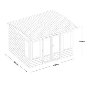 Mercia 10x8 ft with Double door & 4 windows Curved Wooden Summer house (H)2158mm x (W)3036mm