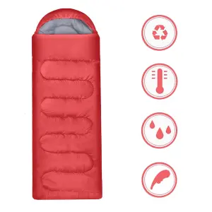 Yaheetech Red Adult Envelope Sleeping Bag Single Person for 3 Seasons