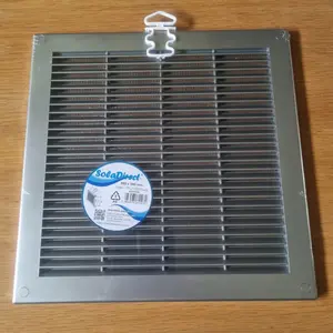 Silver Louvred Wall Vent Grille with Flyscreen and Screw Covers, 300 x 300 mm, Air Ventilation Duct Cover with Flat Back