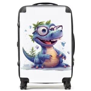 Happy Dinosaur With Glasses Suitcase - Medium