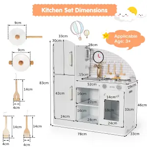 Costway Kids Wooden Kitchen Playset Pretend Play Toy Cooking Role w/ Cookware Accessorie