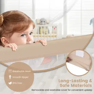 COSTWAY Bed Rail Guard for Toddlers 180CM Foldable Baby Bed Rail w/ Safety Strap